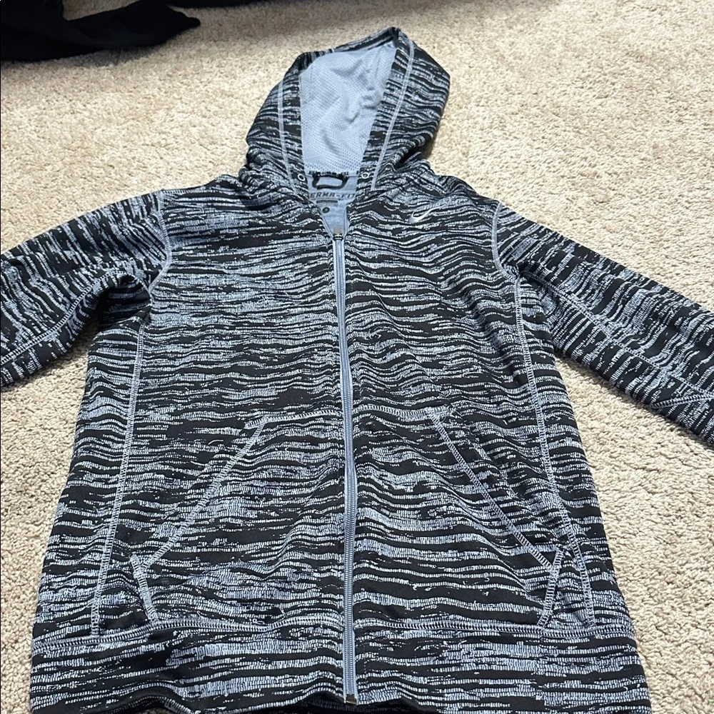 Nike Therma Fit Black Gray Full Zip Hoodie Jacket Small